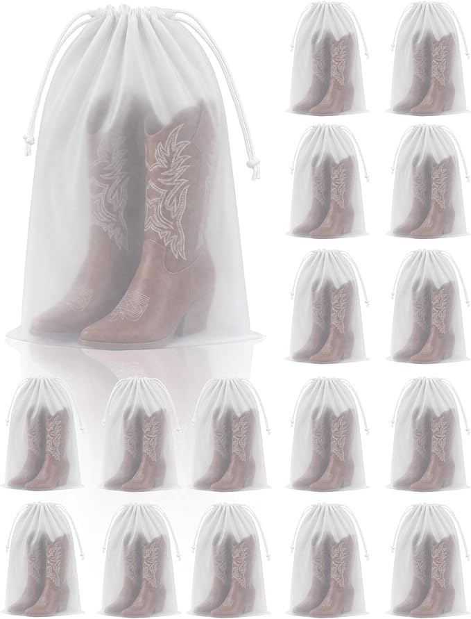 Travel Shoe Bags, 15.7"*23.6" Large Woman Shoes Cowboy Boots(20 pcs) | 15.7*23.6'' Tall Boot Bags for Travel, Waterproof, Portable Drawstring, Travel Shoe Storage Bag for Men and Women by Unknown