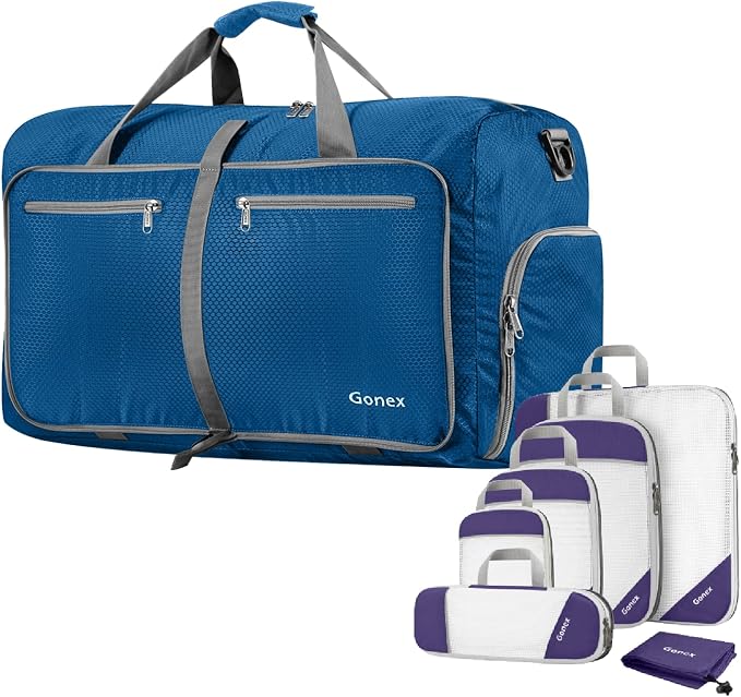 Gonex 100L Foldable Travel Duffel Bag with Compression Packing Cubes by Gonex