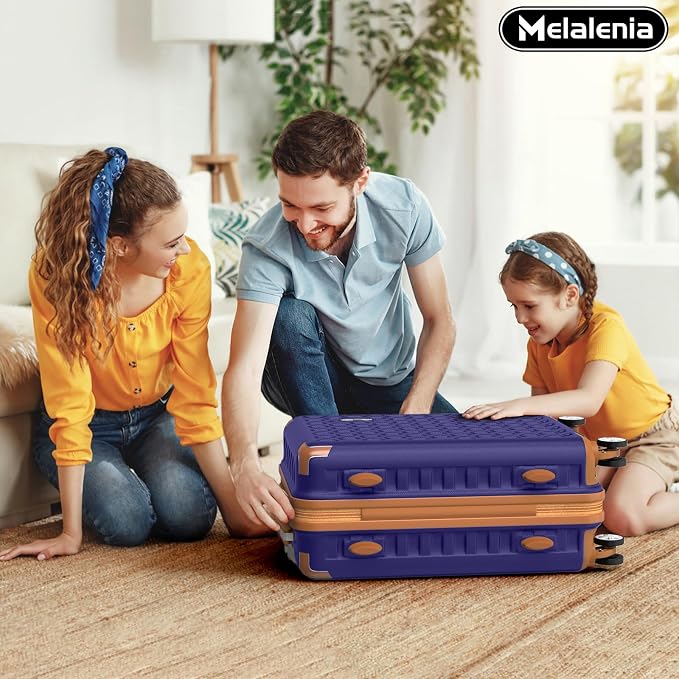 Melalenia Suitcase Sets 6 Piece Hard Shell Carry on Luggage with Spinner Wheels and TSA Lock, Lightweight Travel Backpack for Women, Men, Navy Brown - Image 9