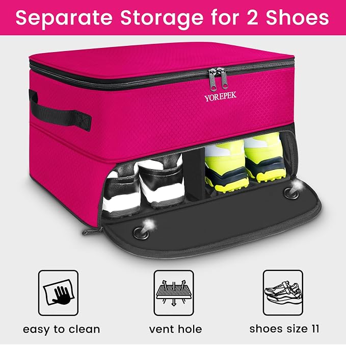 YOREPEK 2 Layer Golf Trunk Organizer, Golf Gifts for Men with Separate Ventilated Compartment for 2 Pair Shoes, Waterproof Car Trunk Locker for Balls, Tees, Clothes, Gloves, Gifts for Golfers - Image 3