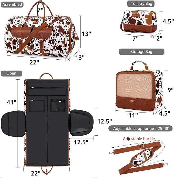 Garment Duffel Bag for Travel - Convertible Carry on Garment Duffel Travel Bag for Women Men Large Weekender Bag with Shoes Pouch 2 in 1 Hanging Suit Travel Duffel Bag 3pcs Set - Image 3