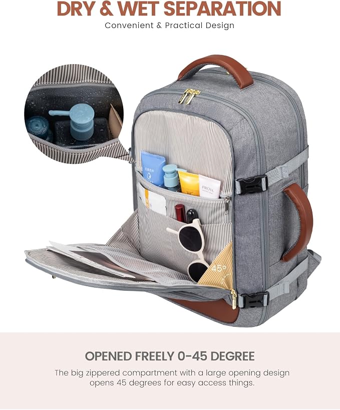 LOVEVOOK Carry On Travel Backpack For Women Flight Approved, 40L Large Personal Item Backpack Travel Bag for Airplanes, Business 17 Inch Laptop Backpack, Weekender Overnight Daypack, With 2 Cubes - Image 6