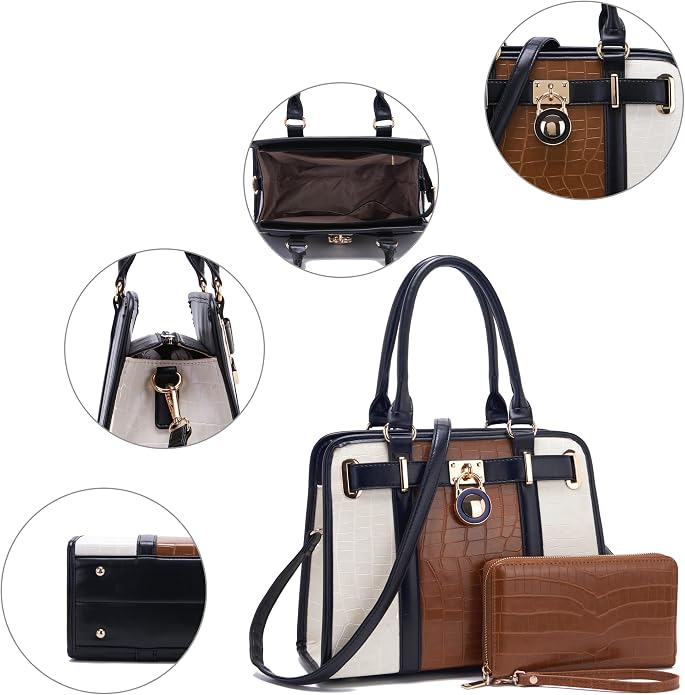 Qiyuer Structured Satchel Tote Handbags Set Women Purses with RFID Wallet | Premium, Sturdy, Spacious, Chic for Daily & Work, Vegan PU Leather, Multi-way Carry, Large Capacity RFID Wallet, Ideal Gift - Image 7