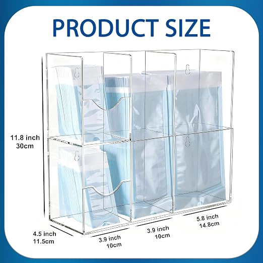 SEANADO Sterilization Pouch Organizer – 4-Compartment Acrylic Dispenser Holder, Wall Mount or Desktop Rack for All Size Sterilization Pouches - Image 6