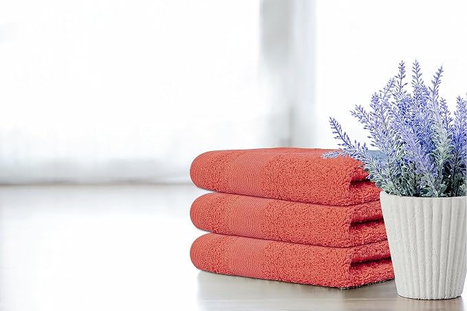 100% Cotton Washcloths 24 Pack (12x12 Inches) Soft, Highly Absorbent Washcloth, Face Towels, Wash Cloths for Face, Ring Spun, Bulk Pack (Coral) - Image 3