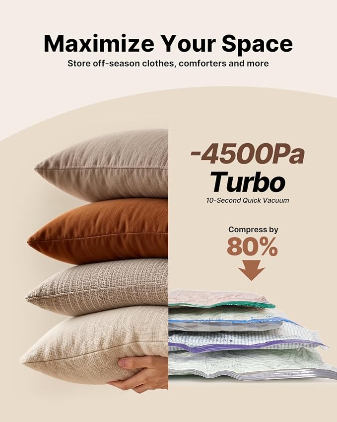 Vacuum Seal Bags for Clothing Travel with Rechargeable Cordless Pump, VINTAR 20 Pack Space Saver Vacuum Storage Bags Set (5XL/5L/5M/5S) for Clothes, Travel Compression Bags for Luggage and Suitcase - Image 2