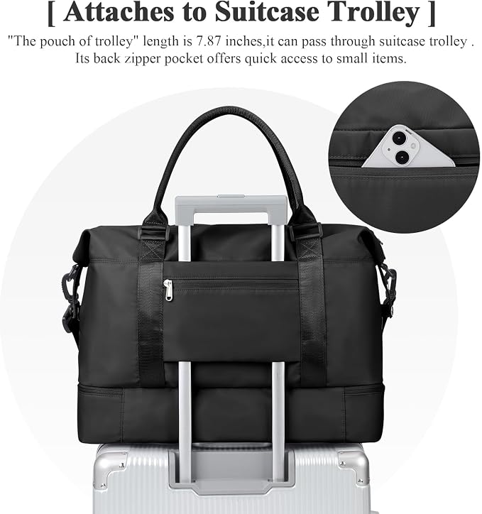 Travel Duffel Bag with Shoes Compartment,Weekender Bags for Women Travel | Overnight Carry-On Bag with Toiletry Bag, For Spirit Airlines 18x14x8 Personal Item Bag - Image 7