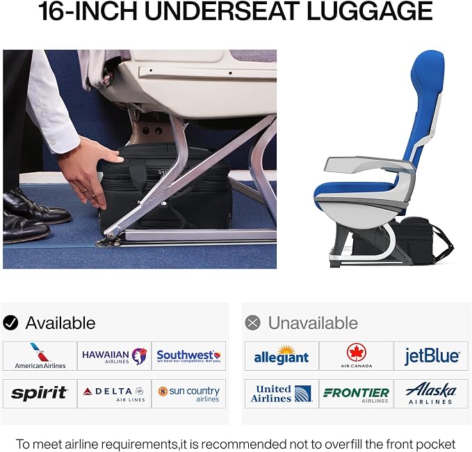 Hanke 16 Inch Underseat Carry On Luggage With Wheels, Small Rolling Suitcase Lightweight Under Seat Carry On Bag, Airline Approved Personal Item Overnight Softside Travel Luggage Bag,Black - Image 2