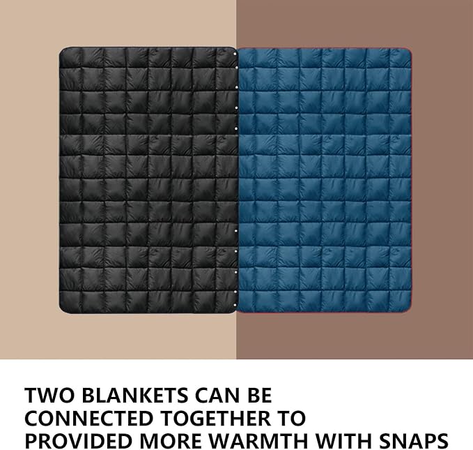 zzlamb Puffy Down Camping Blanket Water-Repellent, Down Throw Travel Blanket Portable for Outdoor, Light Warm Quilt for Couch Plane Car Theater Stadium Picnic RV Backpacking Hammock - Image 6