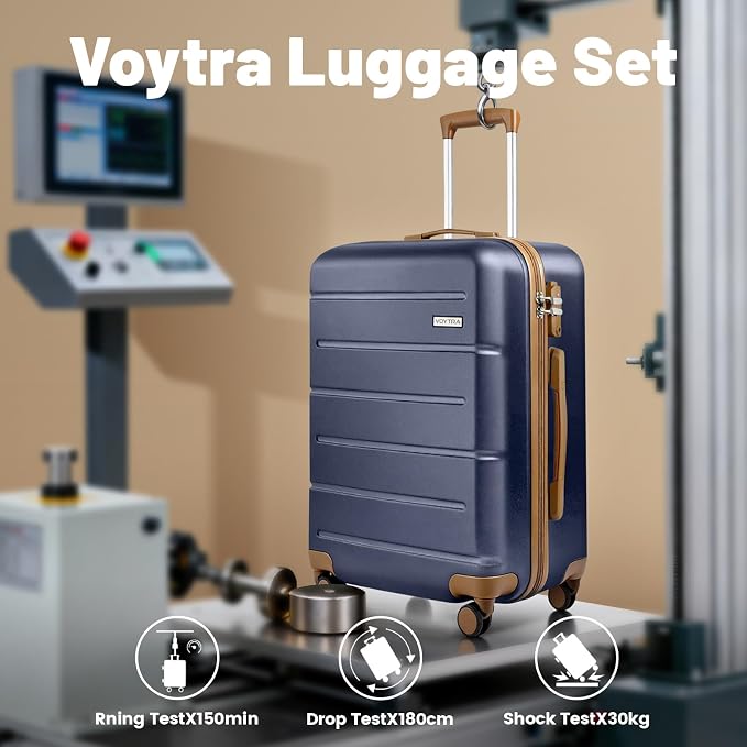 3-Piece Luggage Set with Carry On Luggage Set 22x14x9 Airline Approved, ABS Hardside Suitcase with 8 Spinner Wheels & TSA Lock, Expandable Suitcase for Men & Women (20/TB/DB Navy) - Image 3