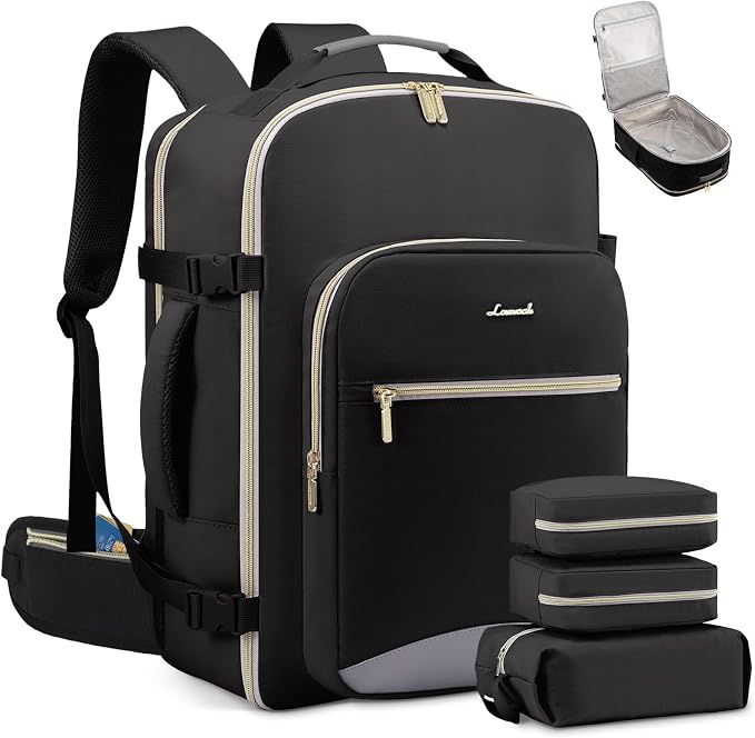 LOVEVOOK 40L Travel Backpack with Waist Strap,Flight Approved Carry on Backpack,Waterproof Personal Item Travel Bag,TSA Carry on Luggage Suitcase Travel Essentials,Gifts for Women & Men,fit 17" Laptop by LOVEVOOK