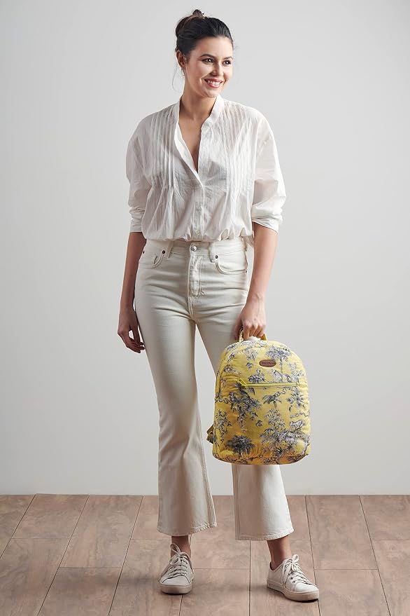 Maison d' Hermine Backpack for Women Men Cotton Shoulder Multipurpose Rucksack with Small Pouch Lightweight Multi Pocket Bag for Travel Work Beach Perfect for Spring Summer (Bonobo - Yellow) - Image 8