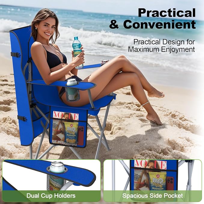 VTOY Portable Camping Chair with Canopy - Folding Chair with Canopy, Durable 600D Oxford Canopy Chair for Camping, Beach, Picnics, Fishing & Sports - Image 8
