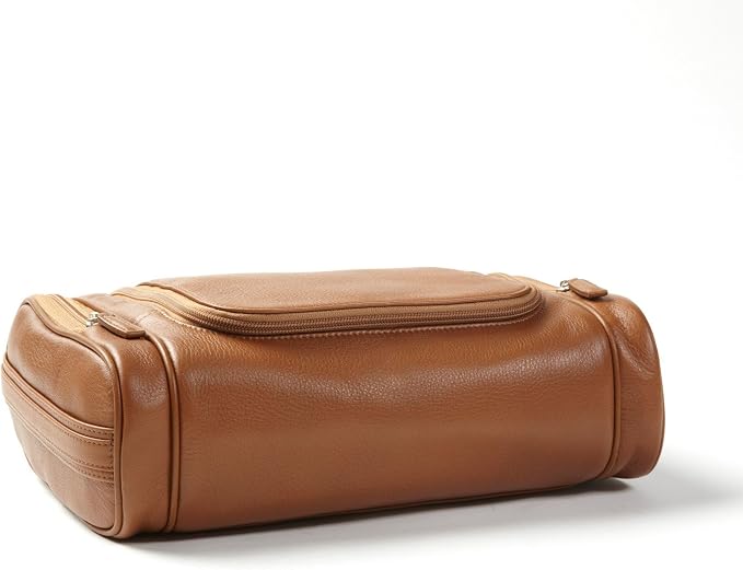 Leatherology Cognac Hanging Toiletry Kit – Full Grain Leather Travel Organizer with Hanger and Multiple Storage Compartments - Image 4