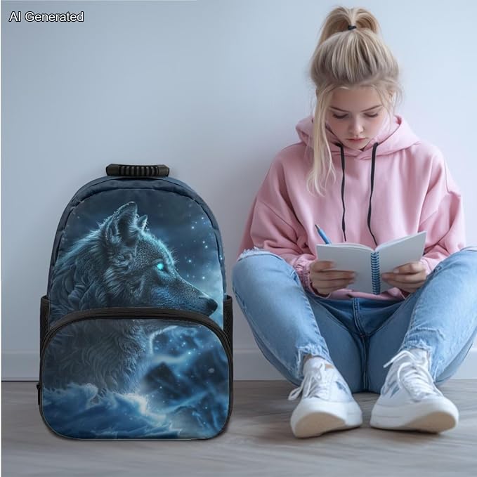 Cold Wolf Kids Backpack 4-in-1 Boys Backpack with Lunch Bag Box and portable Pencil Case Water Bottle Slevee for Kids Teens Elementary Preschool Kindergarten Primary School 7″Large Capacit - Image 2