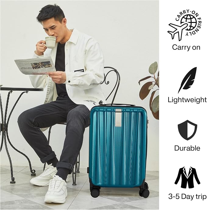 Hanke 29 Inch Luggage Suitcases With Spinner Wheels Lightweight PC hardside Rolling Suitcase With Travel Lock, Checked-Large 29-Inch Christmas for Birthday(Caribbean Blue) - Image 7