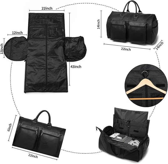 seyfocnia Convertible Travel Garment Bag,Carry on Garment Duffel Bag for Men Women - 2 in 1 Hanging Suitcase Suit Business Travel Bag - Image 2