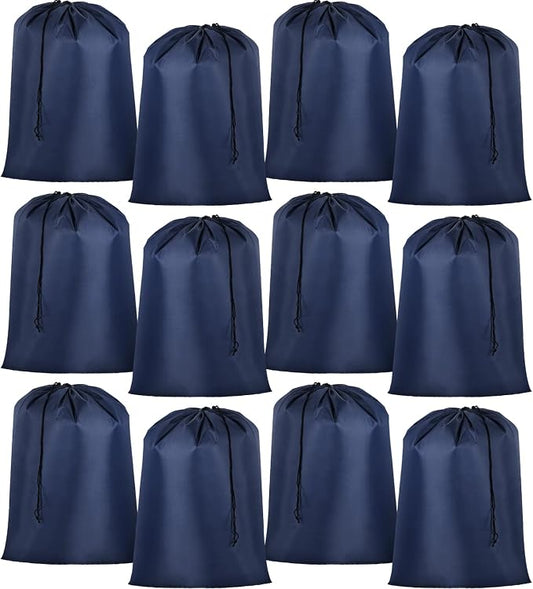 Woanger 12 Pack 28 x 45 Inch Extra Large Laundry Bags Bulk, Navy Blue | Washable Travel Laundry Bag with Drawstring Closure Large Dirty Clothes Organizer for College Dorm Home Hotel Camping by Woanger
