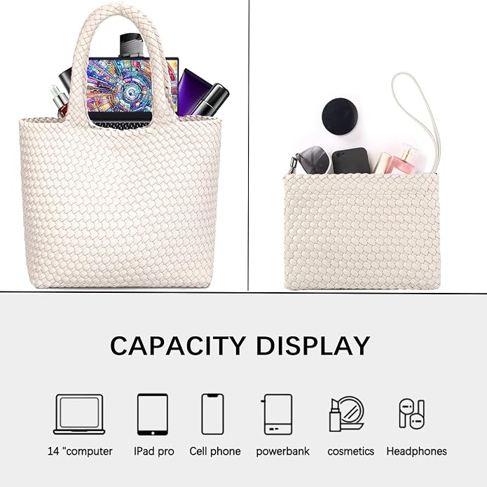 JINMANXUE Fashion Woven Bag Shopper Bag Travel Handbags and Purses Women Tote Bag Large Capacity Shoulder Bags - Image 5