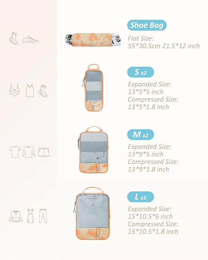 BAGSMART 6 Set /4 Set/2 Set Compression Packing Cubes for Travel, Lightweight Luggage Organizer Bags, Durable Space Saver Bags Travel Essentials - Image 3