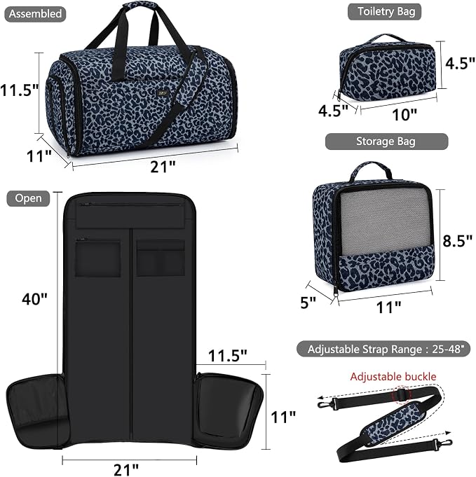 Convertible Garment Bags for Travel - Carry on Garment Duffle Bag with Backpack Straps for Men Women, 4 in 1 Large Travel Duffel Bags with Shoes Compartment Hanging Suit Dress Weekender Bag 3pcs Set - Image 5