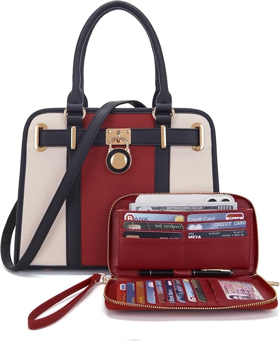 Qiyuer Structured Satchel Tote Handbags Set Women Purses with RFID Wallet | Premium, Sturdy, Spacious, Chic for Daily & Work, Vegan PU Leather, Multi-way Carry, Large Capacity RFID Wallet, Ideal Gift - Image 6