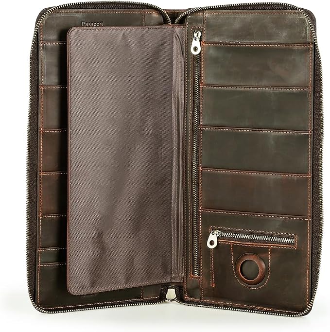 CONTACTS Family Passport Holder for 10 Full Grain Leather Compatible with Airtag Passport Holder for Family Travel Document Organizer Multiple Rfid Blocking Passport Wallet - Image 9