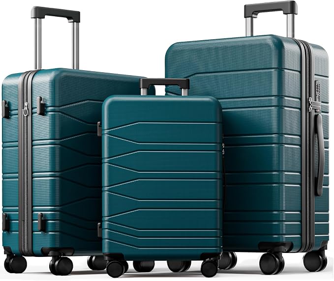 3 Piece Luggage Set, 20/24/28 Inch Expandable Luggage Sets with Spinner Wheels, ABS+PC Hardshell Suitcases, Suitcase Set with Double-Layer Explosion Zipper, TSA Lock by Voyzap