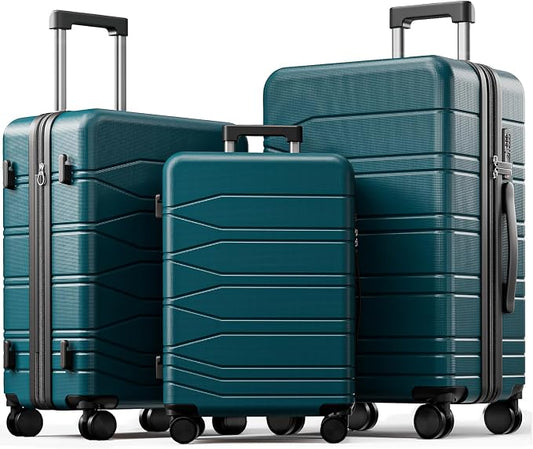 3 Piece Luggage Set, 20/24/28 Inch Expandable Luggage Sets with Spinner Wheels, ABS+PC Hardshell Suitcases, Suitcase Set with Double-Layer Explosion Zipper, TSA Lock by Voyzap