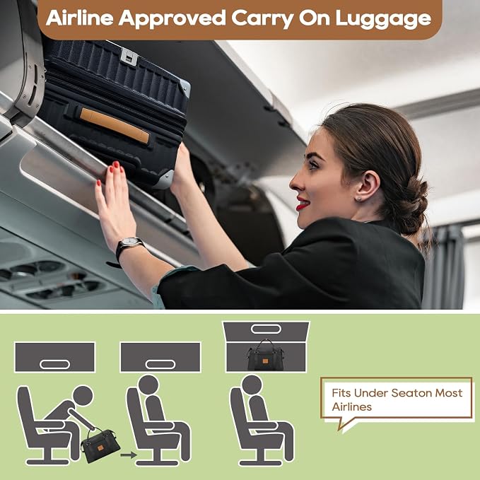 Joyway 20in Carry On Luggage with Cup Holder and USB Port, 25% Expandable Capacity, Smart Suitcase with Anti Slip Wheels and Handbag, Perfect for Men and Women 3 Piece Set Black - Image 7