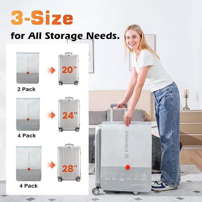 ETENWOLF 10 Pack Reusable Vacuum Storage Bags for Travel with Rechargeable Air Pump,Vacuum Compression Packing Seal for Clothes, Blankets, Seasonal Storage,Carry-On Space Saver Bags in 3 Sizes - Image 3