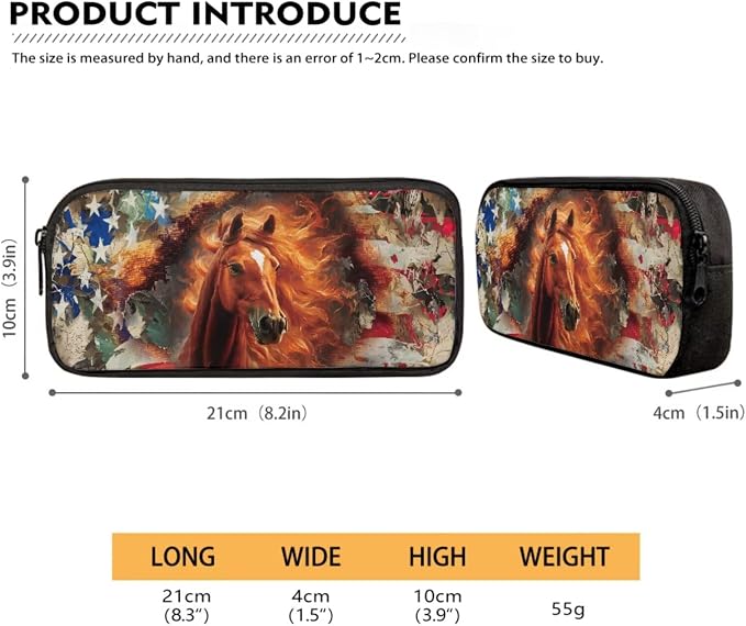 American Flag Horse Print Lightweight Backpack Set with Shoulder Lunch Bag Independence Day, Pen Bag, Camo Forest Print School Students Daypack, Middle School Students Knapsack Set for Kids - Image 5