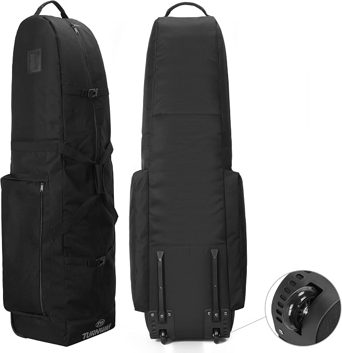TurnWay Foldable Padded Golf Travel Bag, Heavy Duty 900D Polyester Golf Club Bag Waterproof Golf Carry Bag Cart Bag with Wheels, Soft-Sided Spacial Size for Golf Gear Transportation by turnway