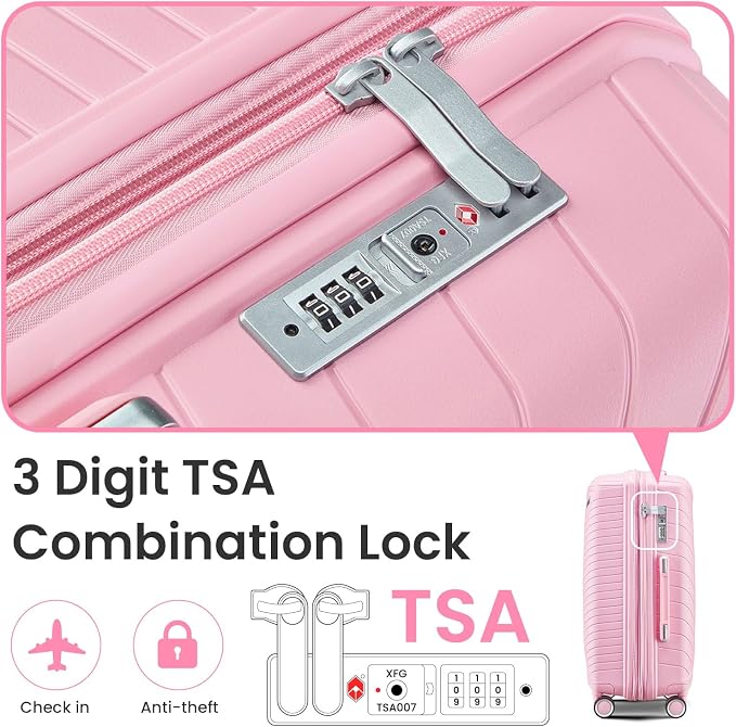 Merax Luggage 4 Piece Set Hardside Expandable Suitcase Set with Case,Travel Luggagewith Spinner Wheels,Airplane Approved Carry On Luggage Sets,Pink1,14/20/24/28 - Image 6