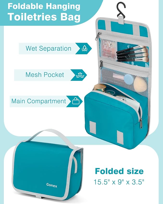 Gonex 10 Set Compression Packing Cubes, Expandable Storage Travel Bags for Suitcase, Luggage Organizers with Hanging Toiletry Bag Laundry Bag Shoe Bag Accessories Bag (Blue) - Image 4