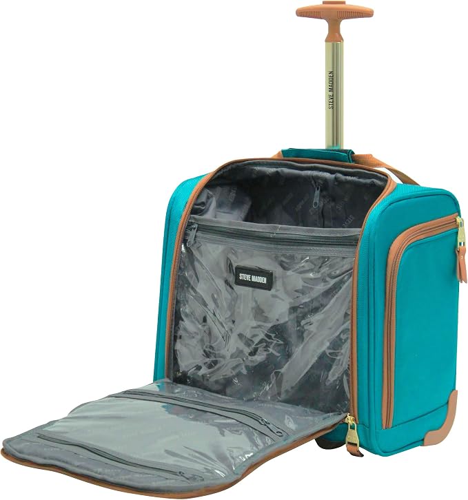 Steve Madden Designer Luggage Collection - 3 Piece Softside Expandable Lightweight Spinner Suitcase Set - Travel Set Includes an Under Seat Bag, 20-Inch Carry on and 28-Inch Checked Suitcase, Harlo - Image 8