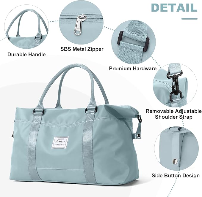 Travel Duffel with Toiletry Bag, Weekender Overnight Carry-on, Extra Large Light Blue - Image 6