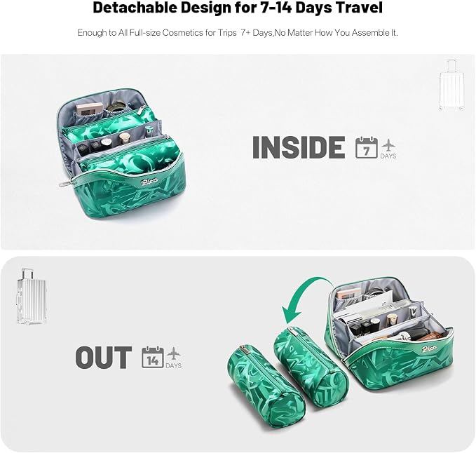 BOYATU Travel Makeup Bag for Women: Y2K Aesthetic Personalized Glossy 3 Pcs Set Cosmetic Organizer Bag - Trendy Statement Toiletry Pouches for Forward Women - Stand Out at Festivals & Trips(D-1-Green) - Image 4