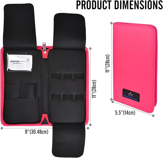 Leather 5 Scissor & Shear Storage Case for Hairstylist - Hairdresser -Scissor Holder Perfect for home-saloon use (Pink) - Image 3