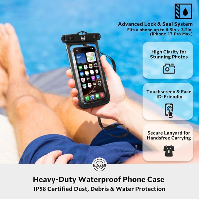 STOVER 5/10/25/30/40L Waterproof Dry Backpack & Phone Case- Large Floating Dry Bag for Kayaking, Travel, Hiking, Fishing, Camping, Motorcycles & Beach, Heavy-Duty Roll Top Men/Women (Grey) - Image 7