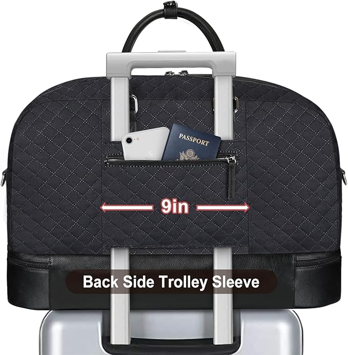Weekender Bag for Women, Large Overnight Bag Canvas Travel Duffel Bag Carry On Tote with Shoe Compartment 21" 3Pcs Set - Image 3