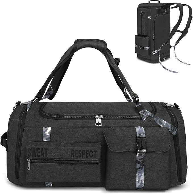 Cico Rider Gym Bags for Men Gym Duffle Bag Backpack 3-Way Sports Duffel Bags for Men with Shoe Compartment & Wet Pocket（Black） by CicoRider