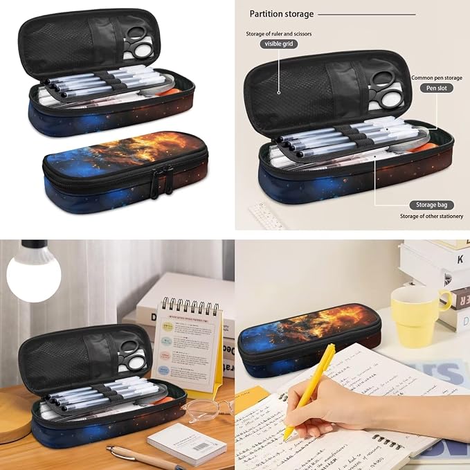 Kids Boys Backpack School Bag Set Cool 3D Wolf School Bookbag with Insulated Lunch Box Pencil Pouch Kids Lightweight School Bag Rucksack 3 Pieces Backpack Set - Image 4