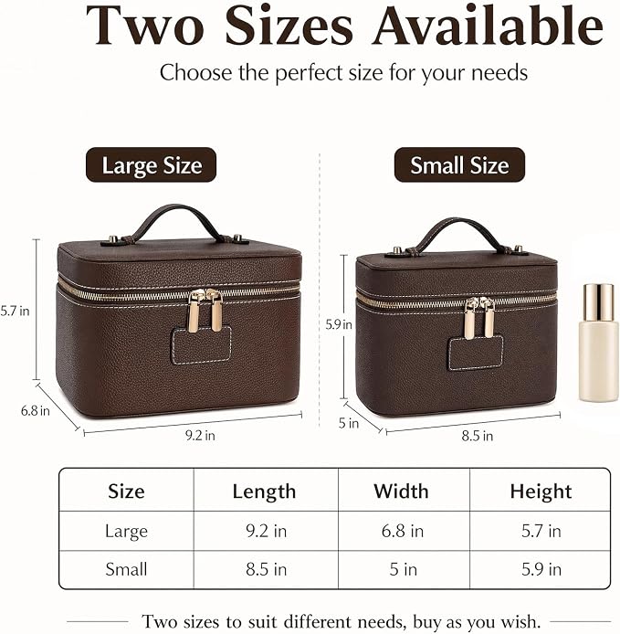 Makeup Case for Women, Leather Makeup Bag Cosmetic Case with Removable Divider, Large Capacity Waterproof Portable Travel Toiletry Make up Organizer Case - Image 2