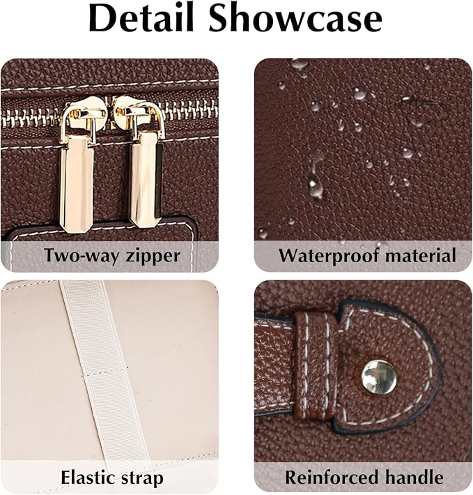 Makeup Case for Women, Leather Makeup Bag Cosmetic Case with Removable Divider, Large Capacity Waterproof Portable Travel Toiletry Make up Organizer Case - Image 5