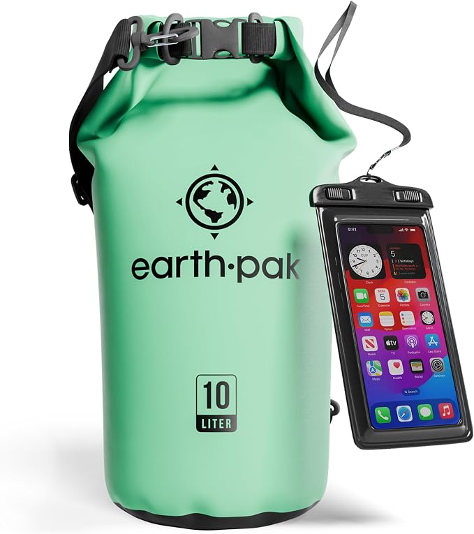 Earth Pak Waterproof Dry Bag - Roll Top Waterproof Backpack Sack Keeps Gear Dry for Kayak with Waterproof Phone Case by earthpak