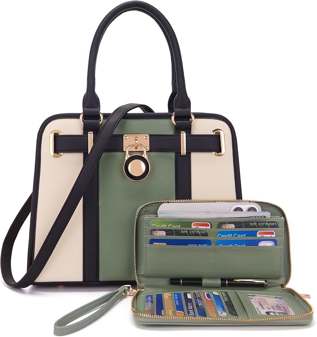 Qiyuer Structured Satchel Tote Handbags Set Women Purses with RFID Wallet | Premium, Sturdy, Spacious, Chic for Daily & Work, Vegan PU Leather, Multi-way Carry, Large Capacity RFID Wallet, Ideal Gift - Image 6