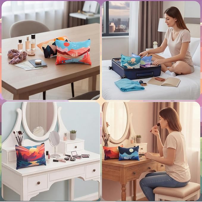 Sweetude 36 Pcs Mountain Makeup Bag Bulk Colorado Gifts Portable Travel Cosmetic Bags with Zipper Waterproof Portable Roomy Travel Toiletry Organizer Storage Beauty Pouch for Women Mountain Gifts - Image 5