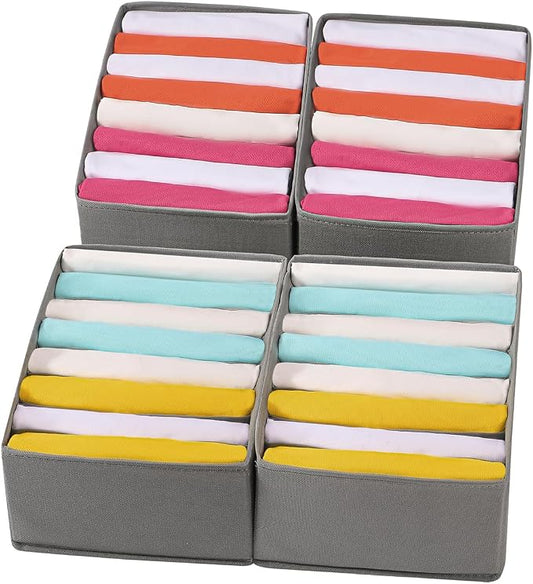 Coorganisers4 Packs T-shirt Drawer Organizers for Clothing,8 Grids Compartment Wardrobe Storage Box, Clothes Organizer for Folded Clothes, T-shirt, Legging-12.59''x9.05''x5.9 by Coorganisers