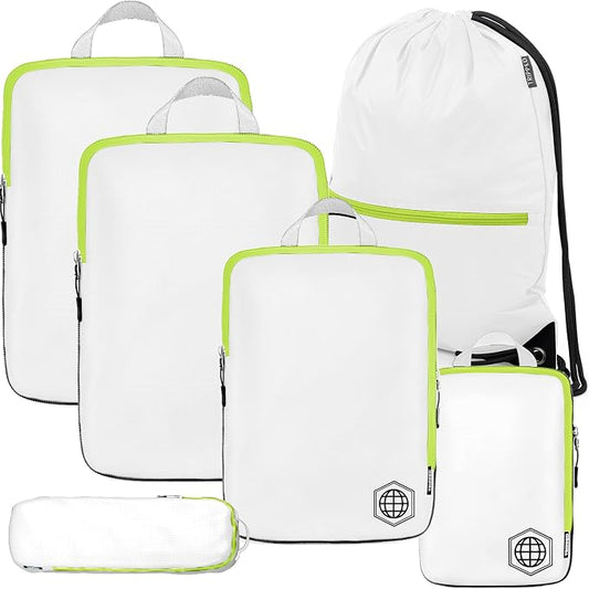 Extra Large Compression Packing Cube 6 Piece Set for Travel and Check Luggage by TRIPPED Travel Gear by TRIPPEDTravelGear